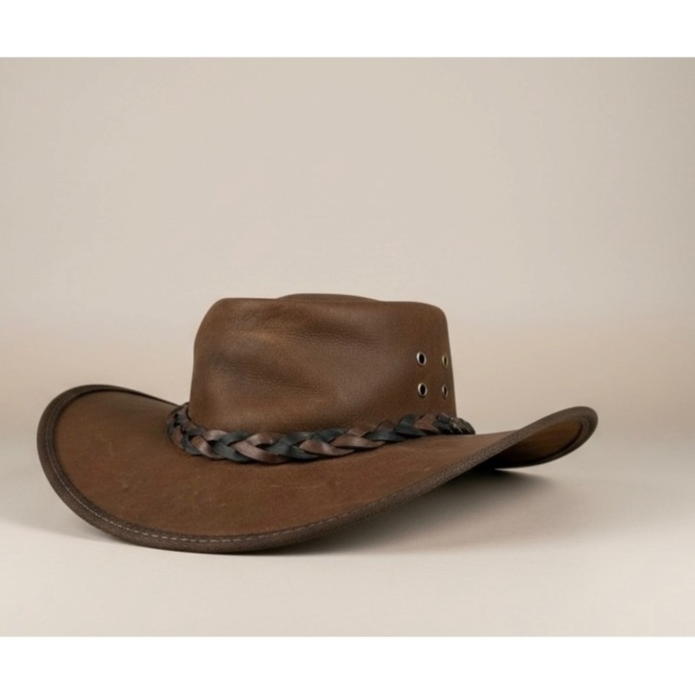 Barmah Squashy Bronco Leather Hat Brown Outback Western 2XL